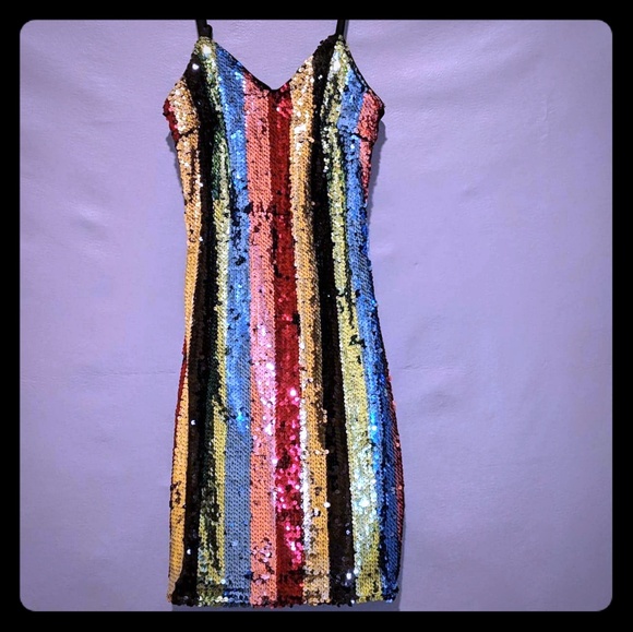 RAINBOW SEQUINS DRESS - Picture 1 of 4